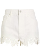 Rabanne Embroidered Denim Shorts Off White