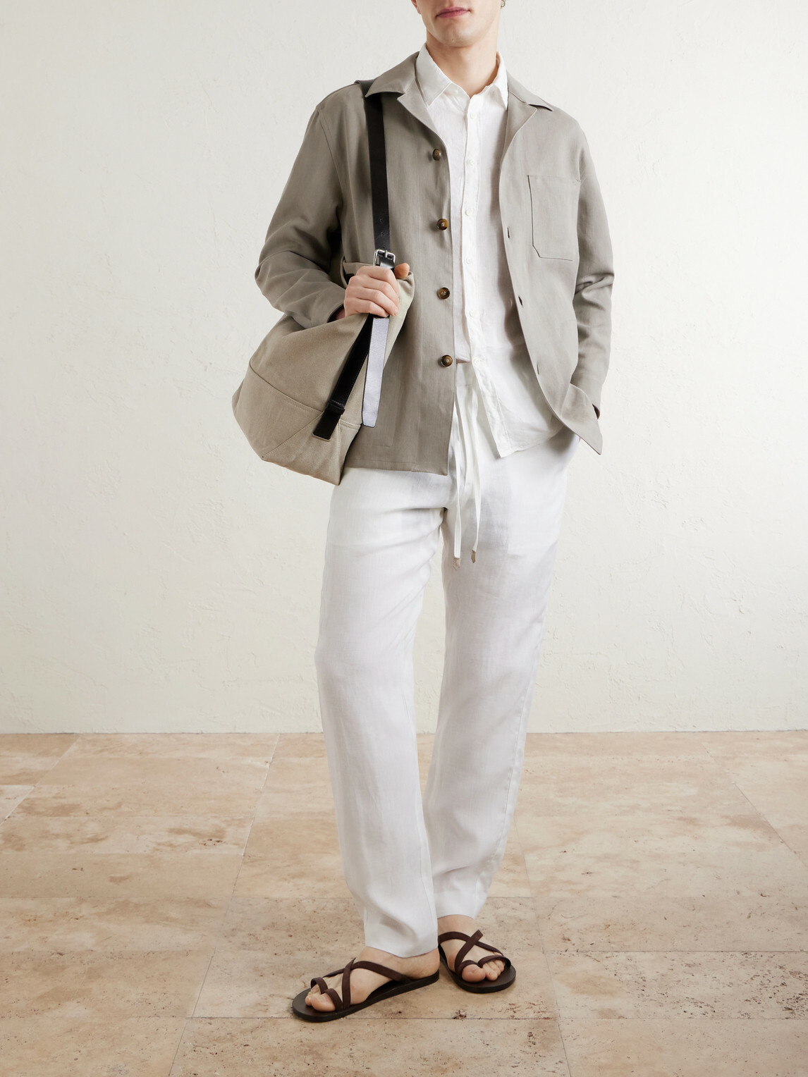 Canali - Straight-Leg Linen Trousers - White