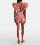 Camilla Printed scalloped cotton shorts
