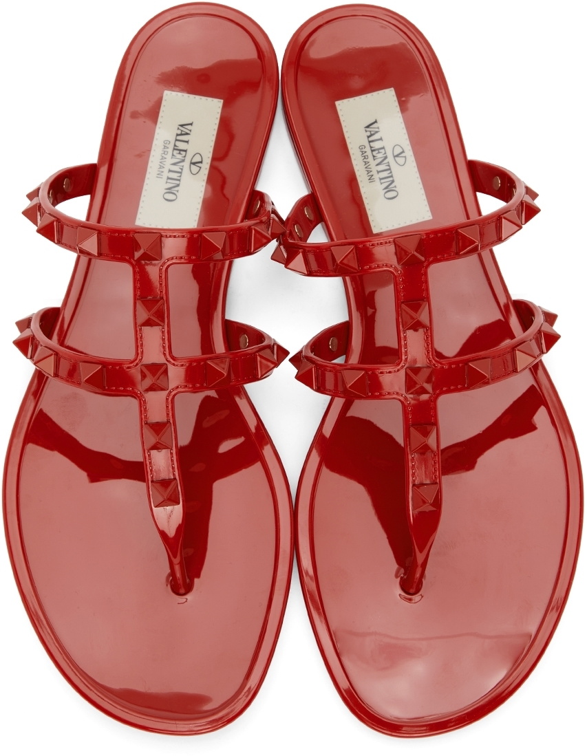 Valentino Garavani Red Rockstud Rubber Sandals Valentino Garavani