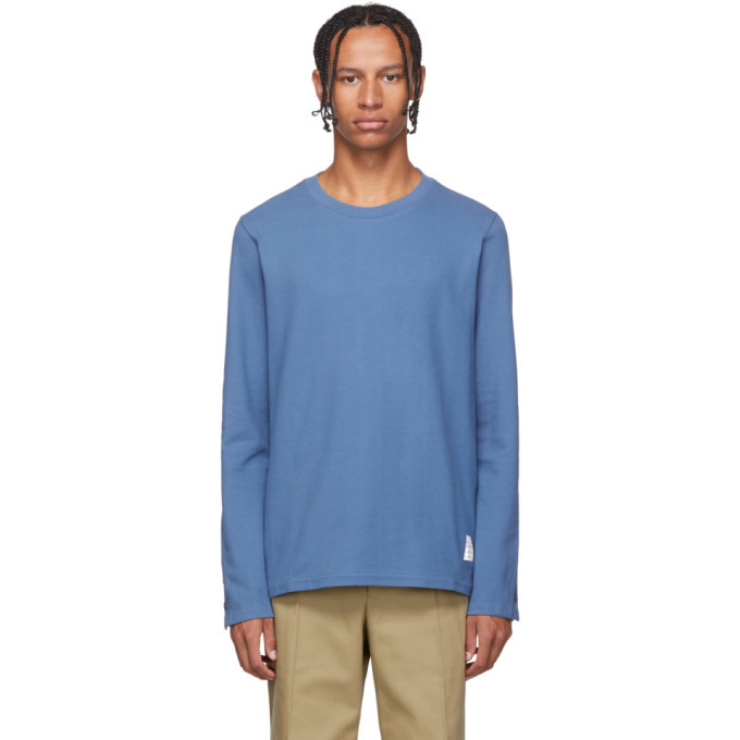 Photo: Thom Browne Blue RWB Stripe Relaxed Fit Long Sleeve T-Shirt