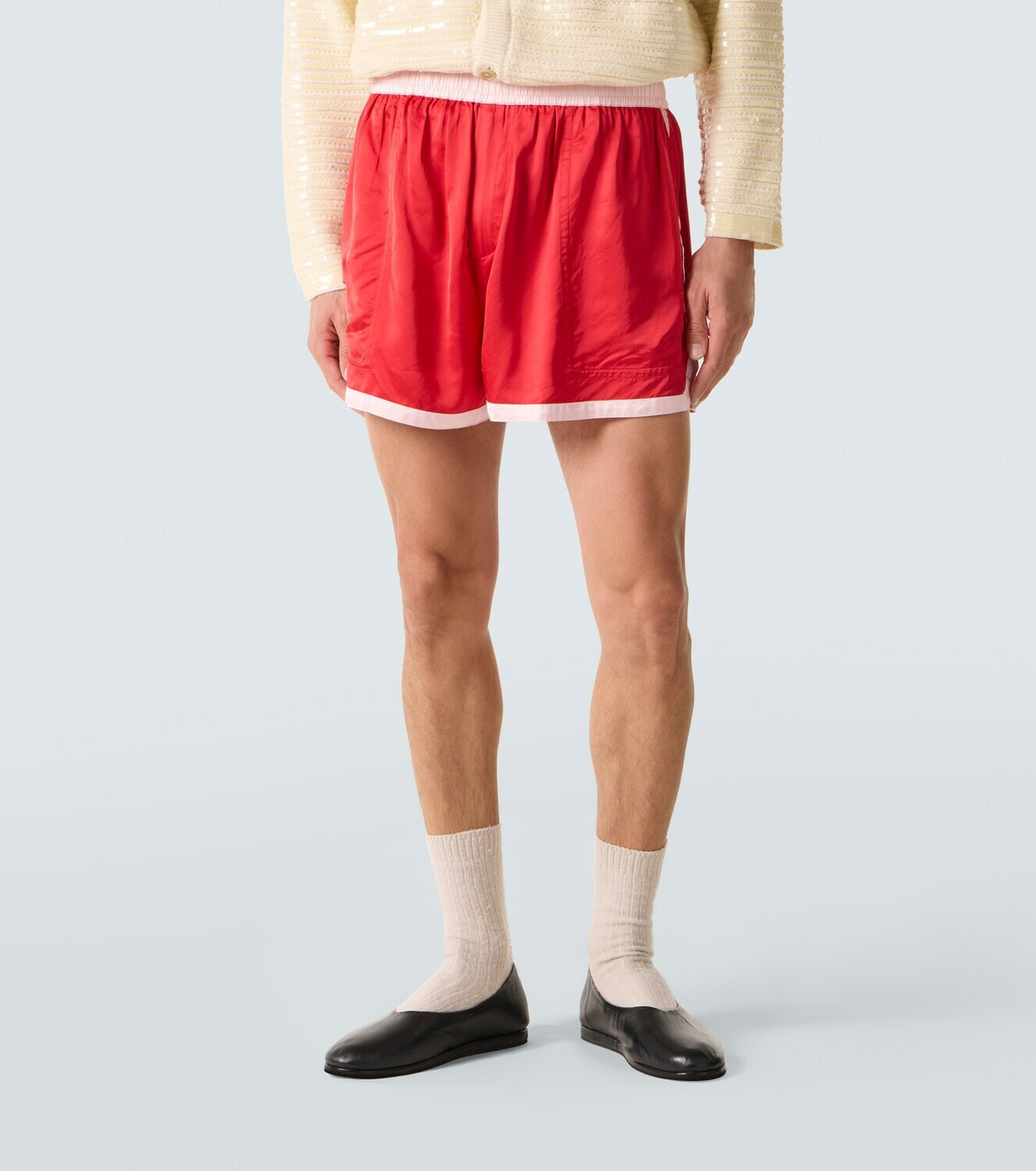 Bode Heart Deco embroidered satin shorts
