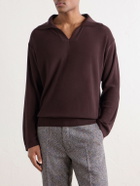 BODE - Knitted Cotton-Crepe Polo Shirt - Brown