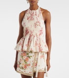 Agua by Agua Bendita Caña floral pleated linen top