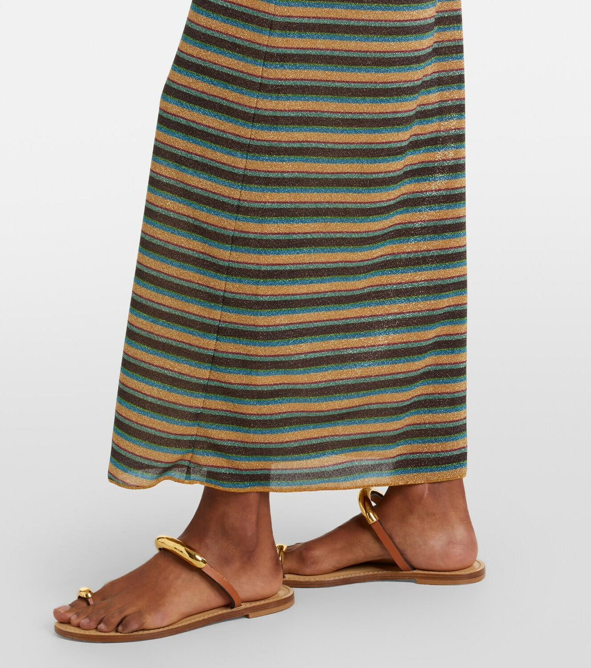 Oséree Lumière striped halterneck maxi dress