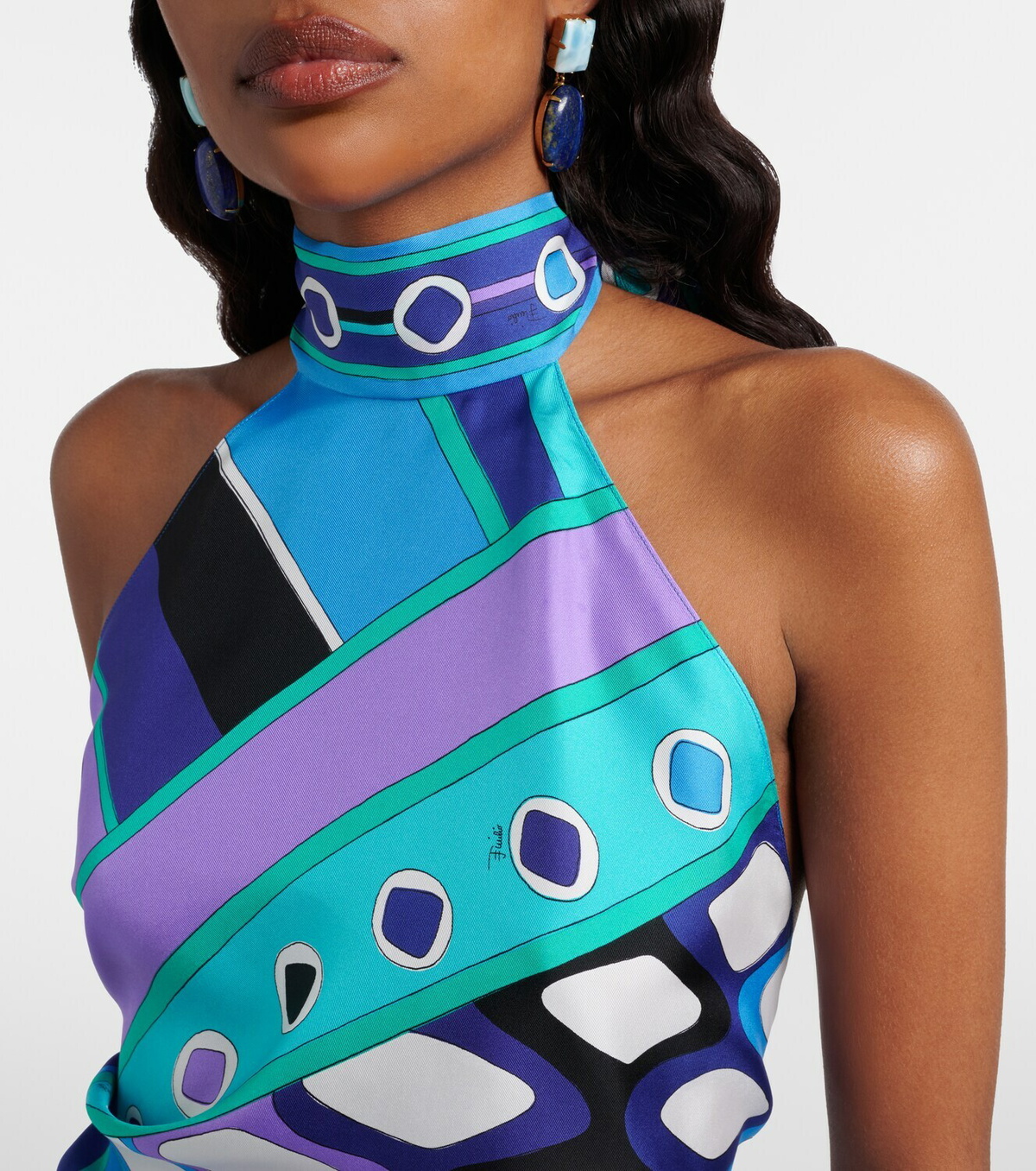 Pucci Vivara silk twill halterneck top