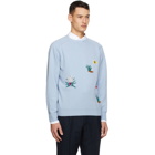 Drakes Blue Cashmere Intarsia Golf Sweater