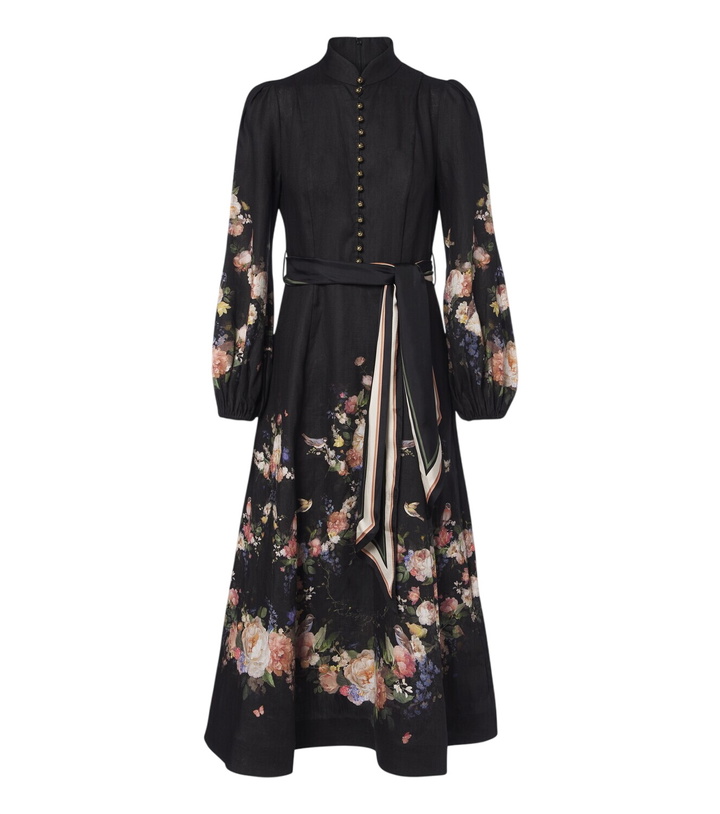 Photo: Zimmermann Valiant belted floral linen midi dress