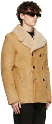 Saint Laurent Beige Caban Shearling Jacket