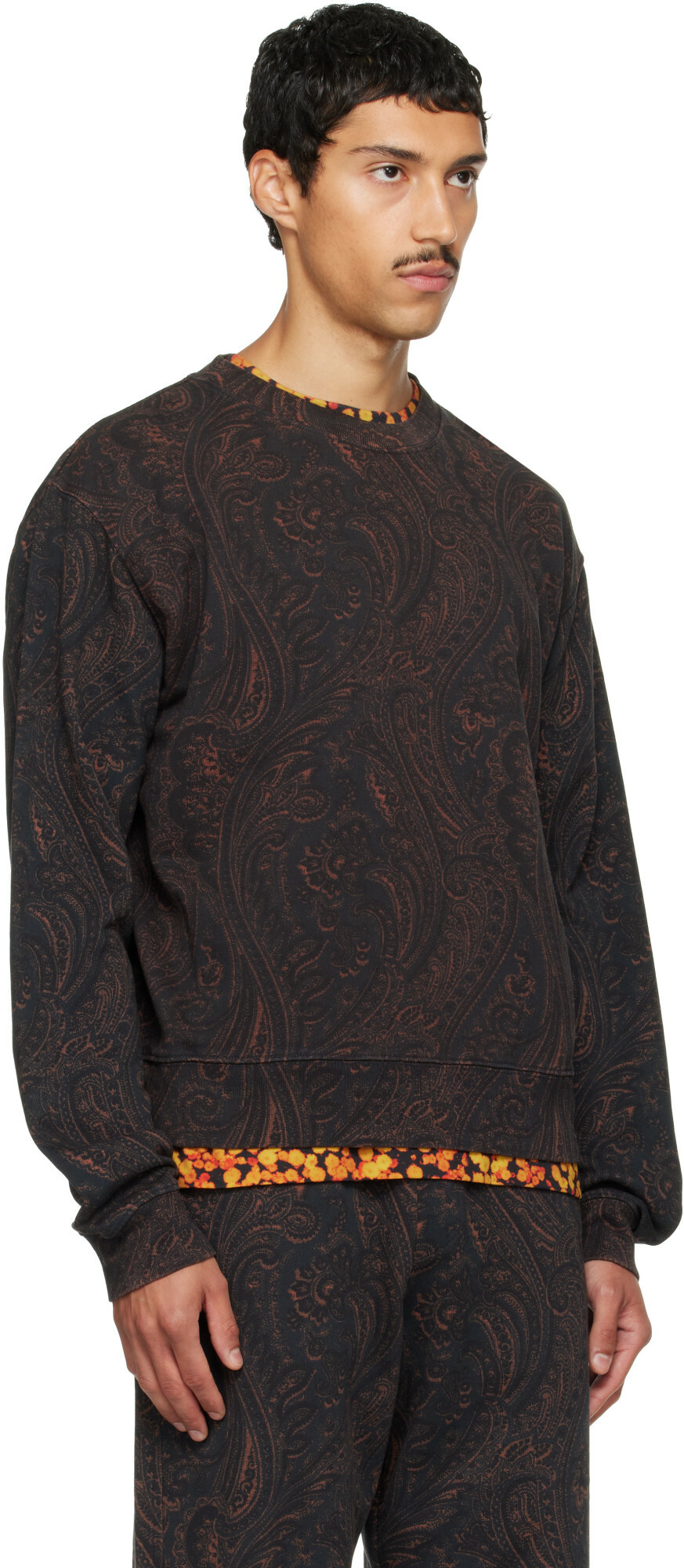 Dries Van Noten Black & Brown Printed Sweatshirt