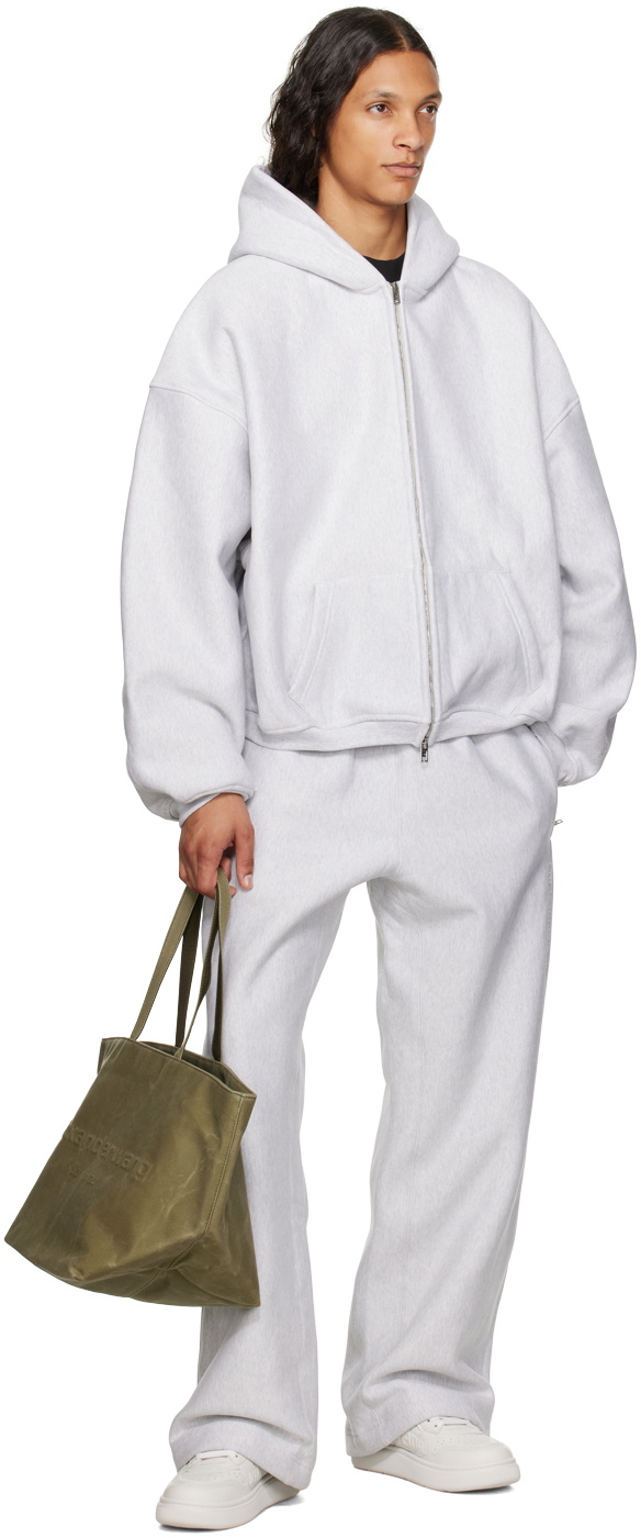 Alexander Wang Gray Oversized Embroidered Logo Sweatpants