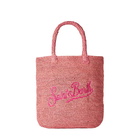 MC2 Saint Barth Raffia Bucket Pink Bag With Embroidery