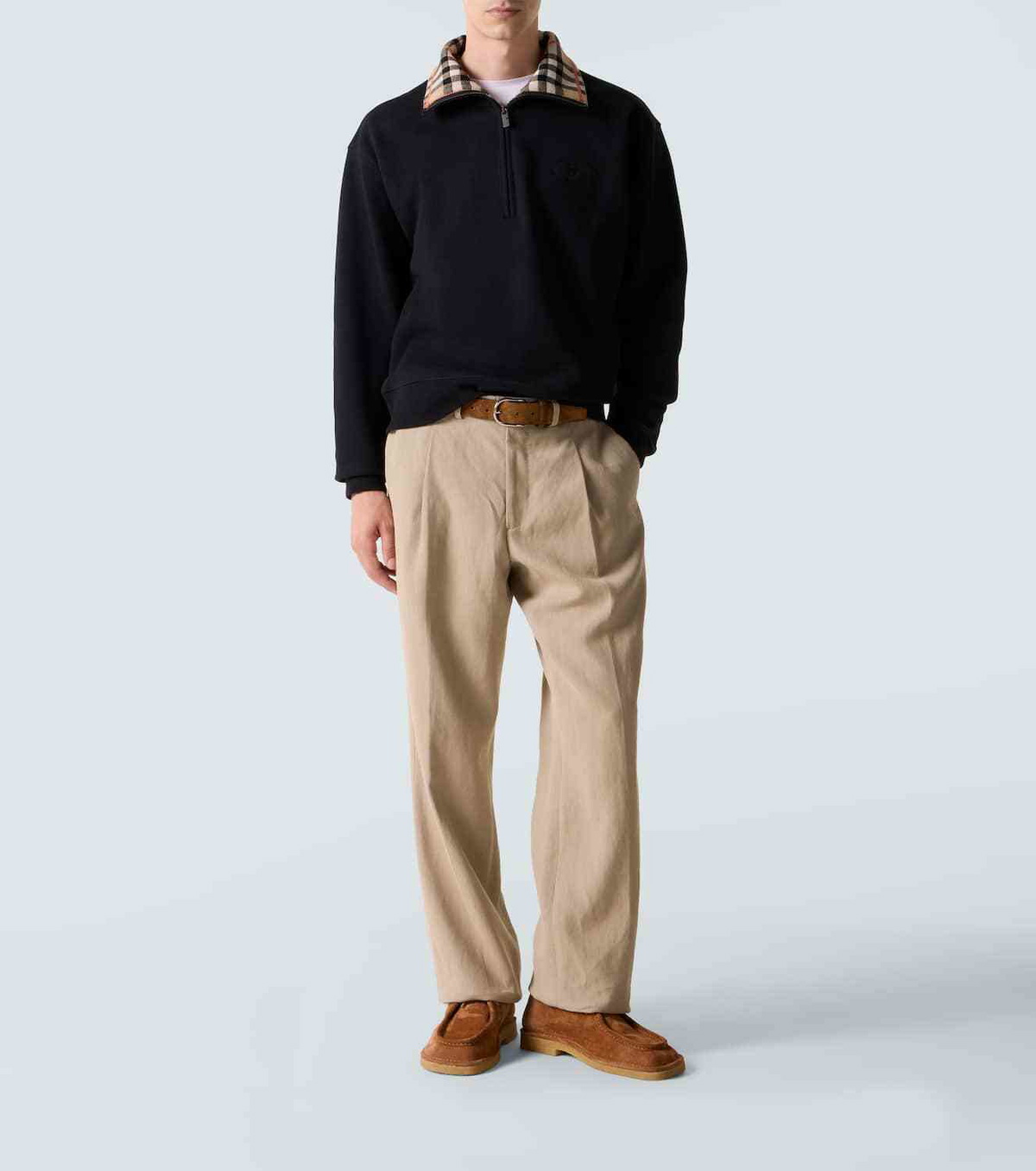 Burberry Burberry Check cotton jersey half-zip sweatshirt