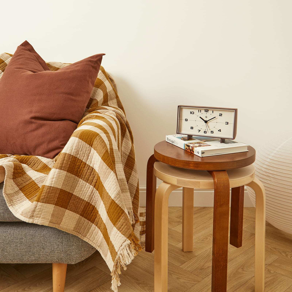Pendleton Fringed Cotton Throw in Bock Plaid/Ochre 