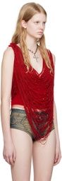 Blumarine Red Beaded Camisole