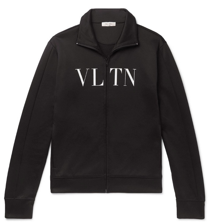 Photo: Valentino - Logo-Print Jersey Track Jacket - Men - Black