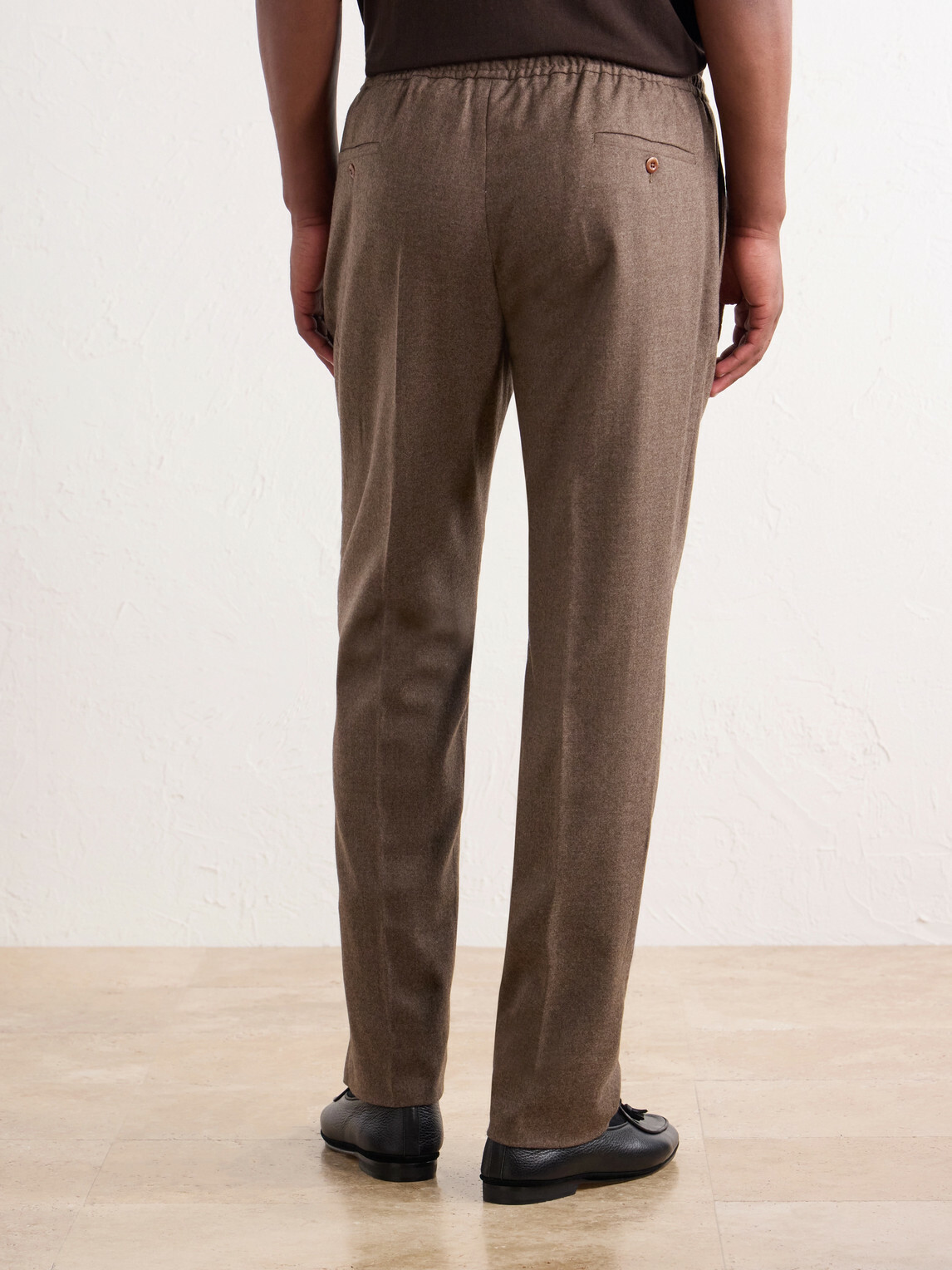 Rubinacci - Convertible Tapered Drawstring Virgin Wool-Flannel Trousers - Brown