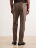 Rubinacci - Convertible Tapered Drawstring Virgin Wool-Flannel Trousers - Brown