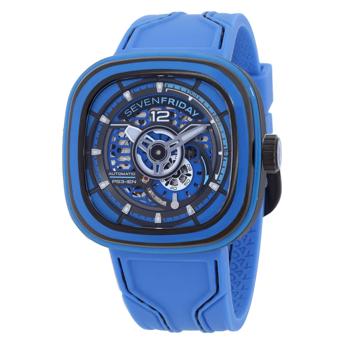 Sevenfriday PS-Colored Carbon Automatic Day-Night Blue Dial Mens Watch PS3/04
