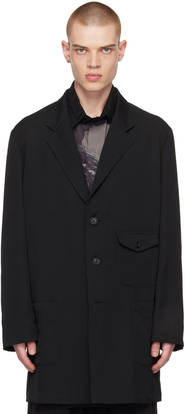 Yohji Yamamoto Black Buttoned Coat Yohji Yamamoto