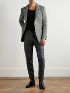 TOM FORD - Straight-Leg Eyelet-Embellished Paneled Full-Grain Leather Trousers - Black