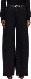 TONYWACK Black Wide-Leg Cotton Work Trousers