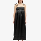 GANNI Women's Double Satin String Long Dress in Black