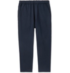 Barena - Navy Arenga Tapered Striped Cotton-Blend Drawstring Trousers - Blue