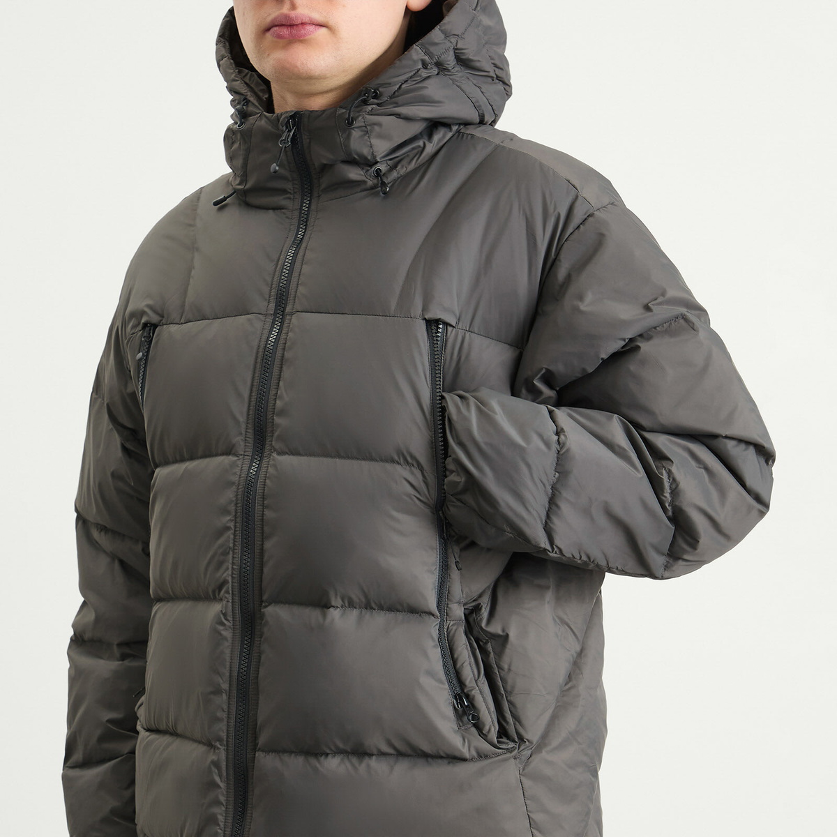 FrizmWORKS Men's Altavia Down Parka Jacket in Gun Metal