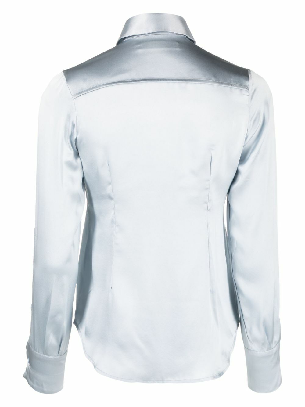 Sinead O'Dwyer Blue Draped-Panel Silk Shirt