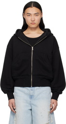 lesugiatelier Black Cut Out Zip Hoodie