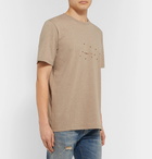 SAINT LAURENT - Logo-Print Mélange Cotton-Blend Jersey T-Shirt - Taupe