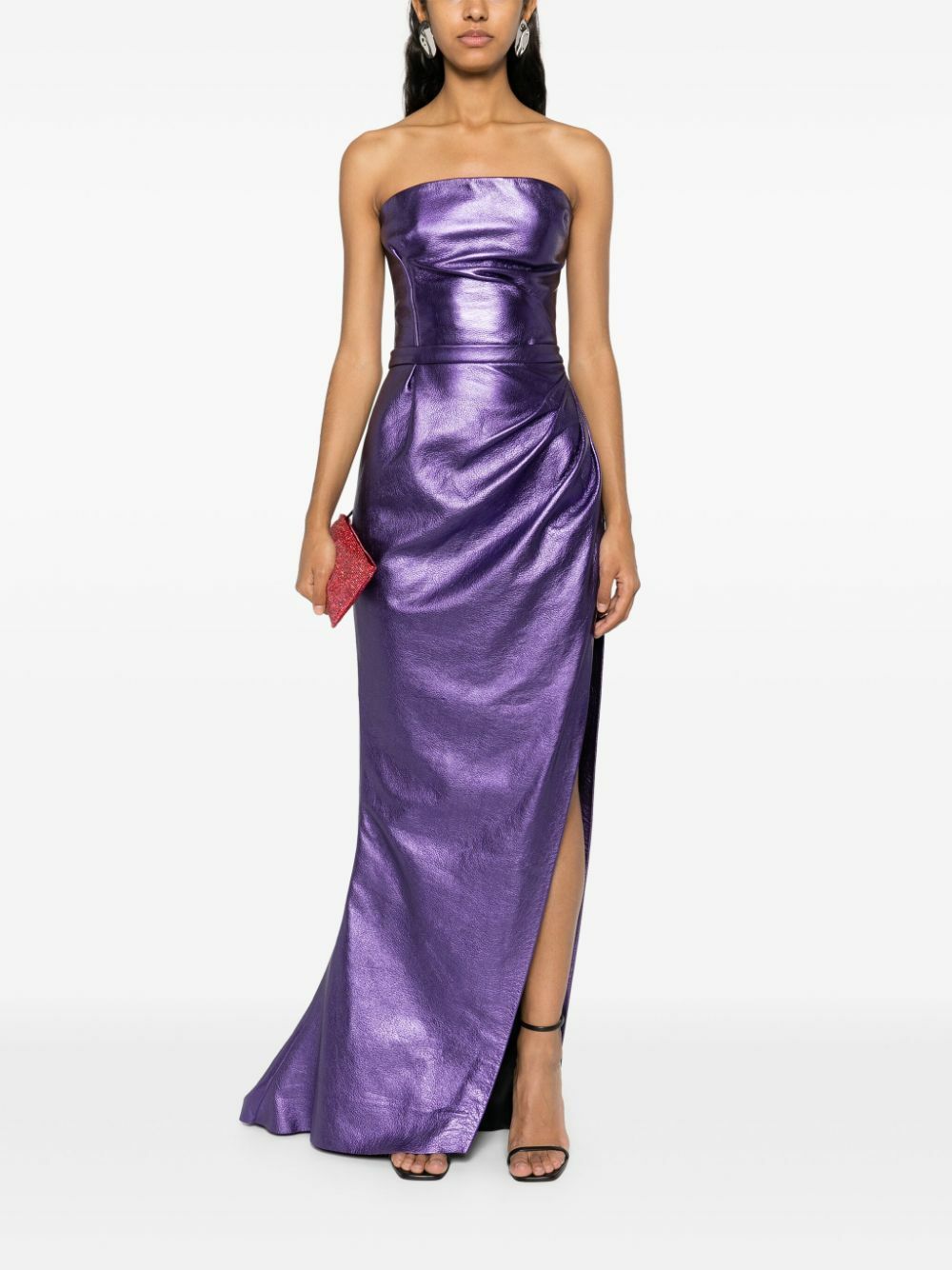 LaQuan Smith Purple Metallic Leather Top LaQuan Smith