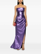 LaQuan Smith Purple Metallic Leather Top