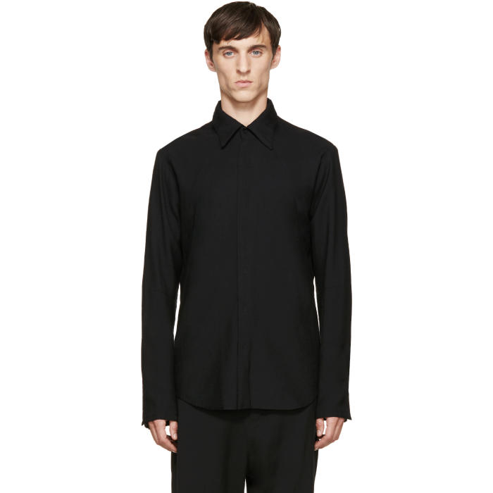 Nude:mm Black Wool Panelled Shirt