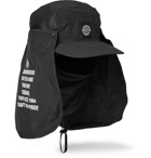 Neighborhood - Dusters Convertible Logo-Print Shell and Mesh Trapper Hat - Black