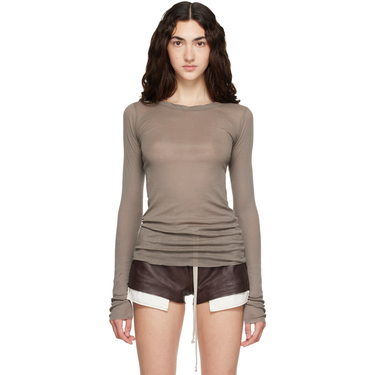 Rick Owens Gray Tower Rib LS T-shirt