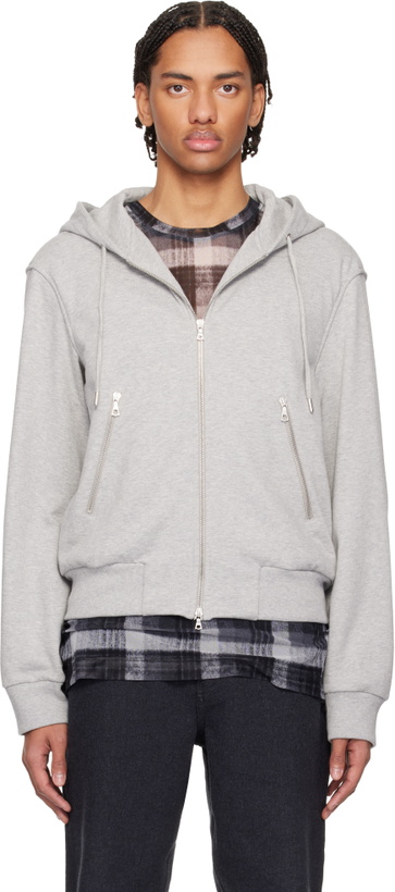 Photo: Dries Van Noten Gray Loose Zipped Hoodie