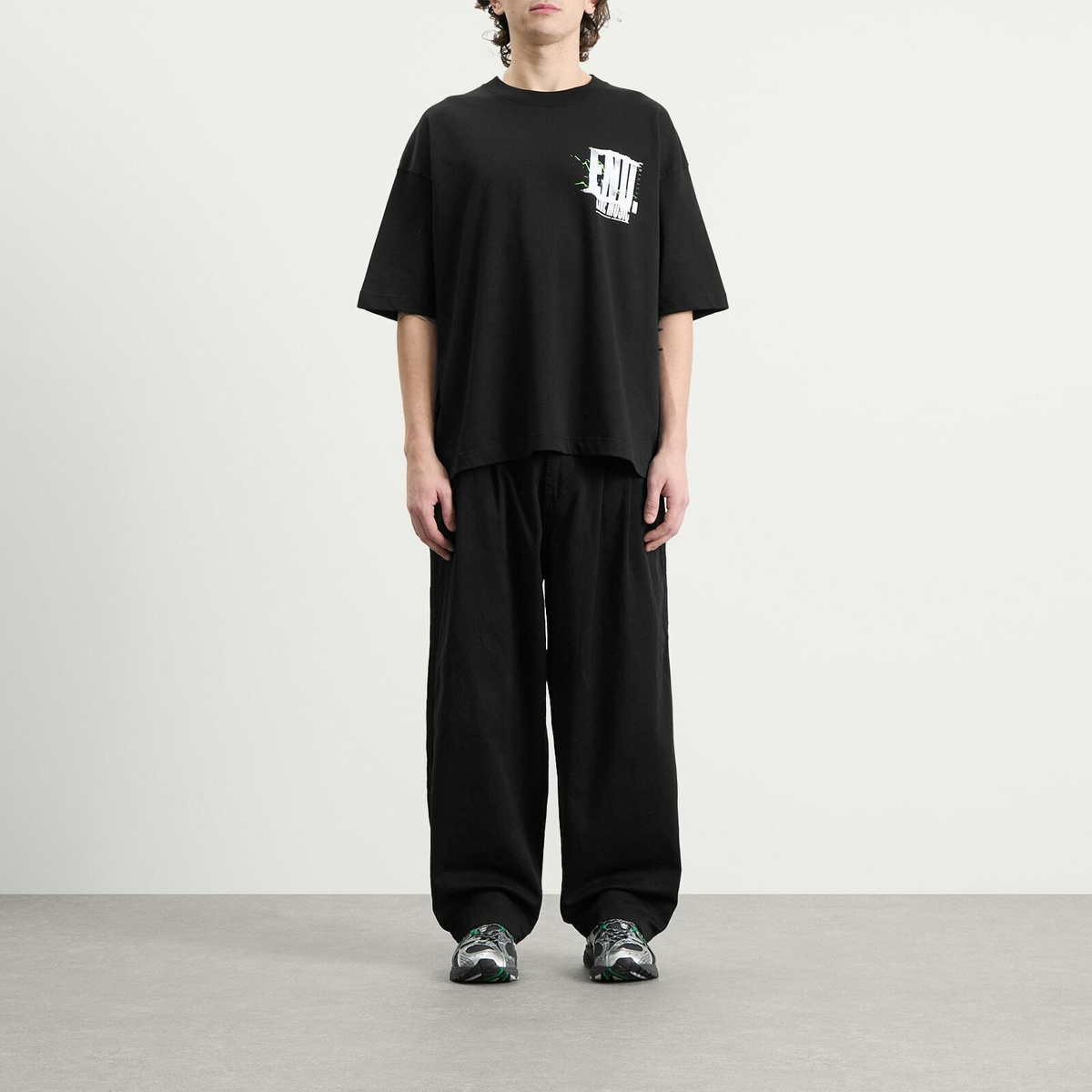 END. Shredded Gig Poster T-Shirt in Black