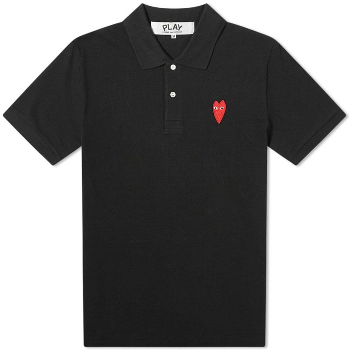 Photo: Comme des Garçons Play Men's Large Heart Polo Shirt in Black