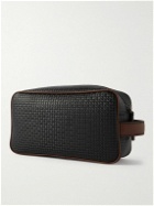Serapian - Leather-Trimmed Logo-Embossed Coated-Canvas Wash Bag