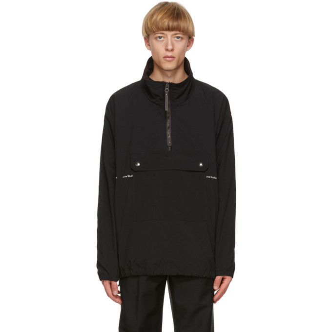 Photo: Acne Studios Black Logo Print Half-Zip Jacket