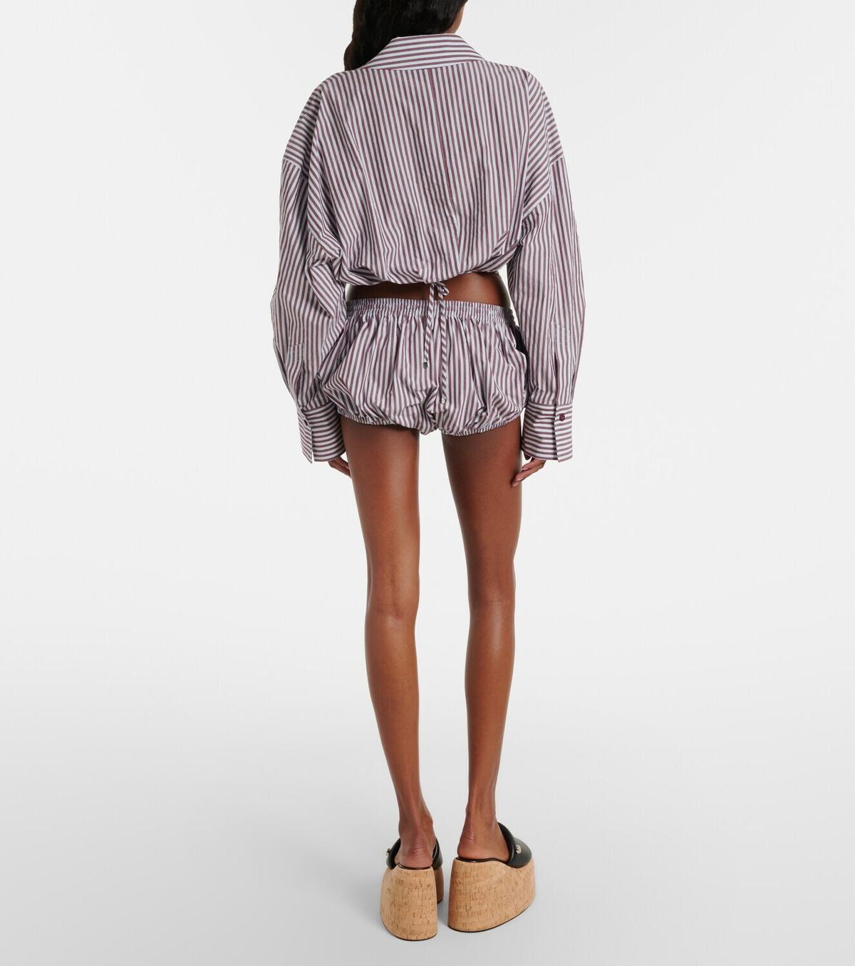 The Attico Striped cotton shorts