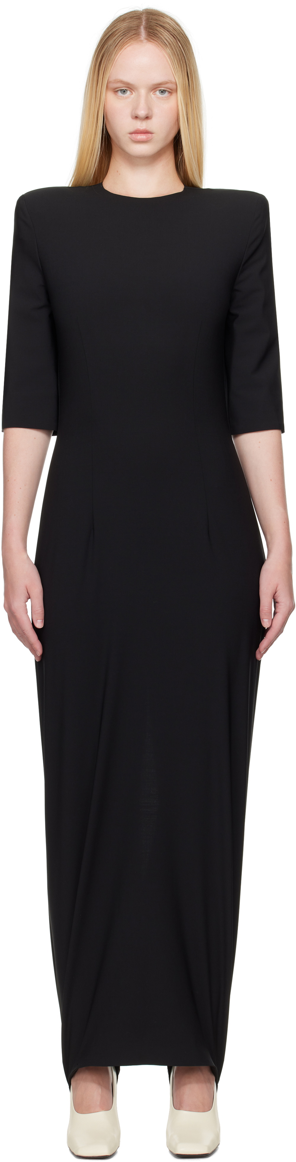 ALAINPAUL Black Tailored Fuseau Maxi Dress