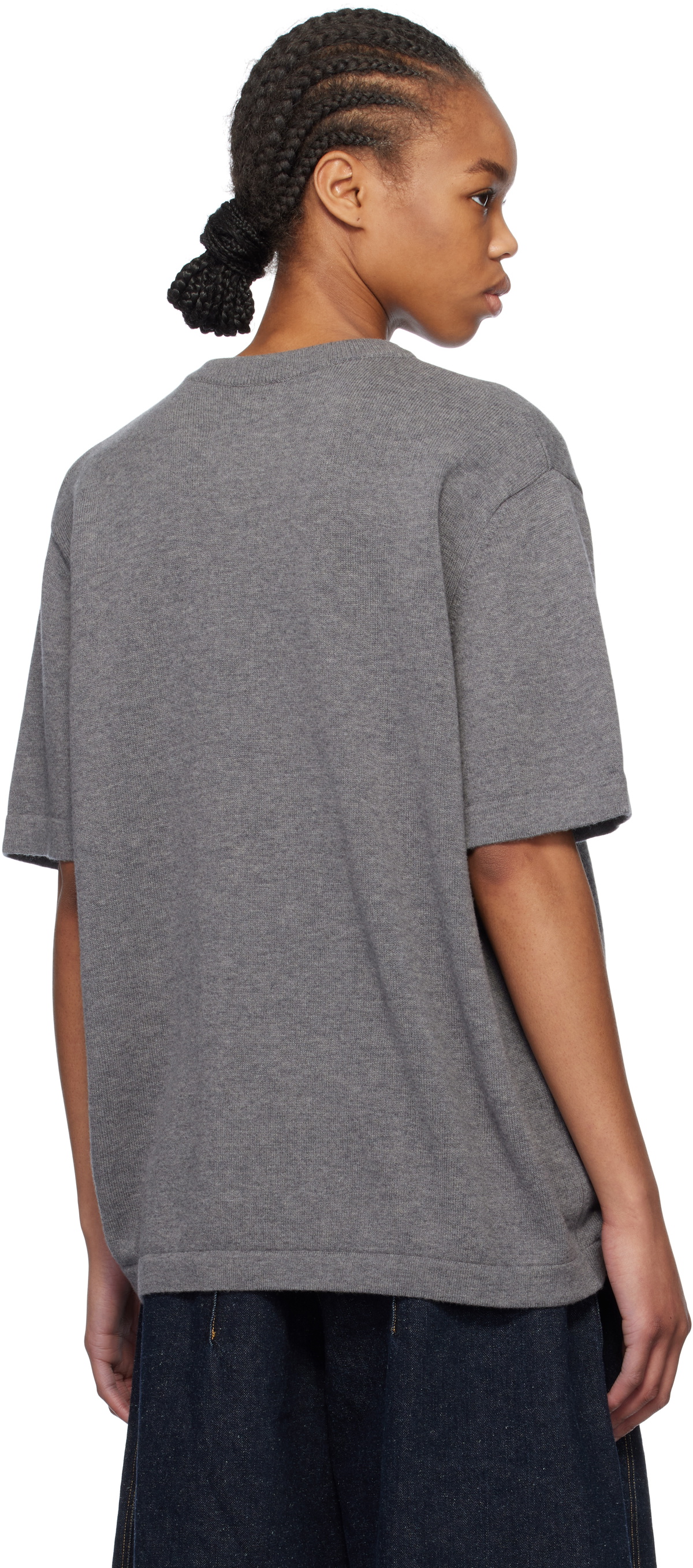 Cordera Gray Merino Wool Beaded T-shirt