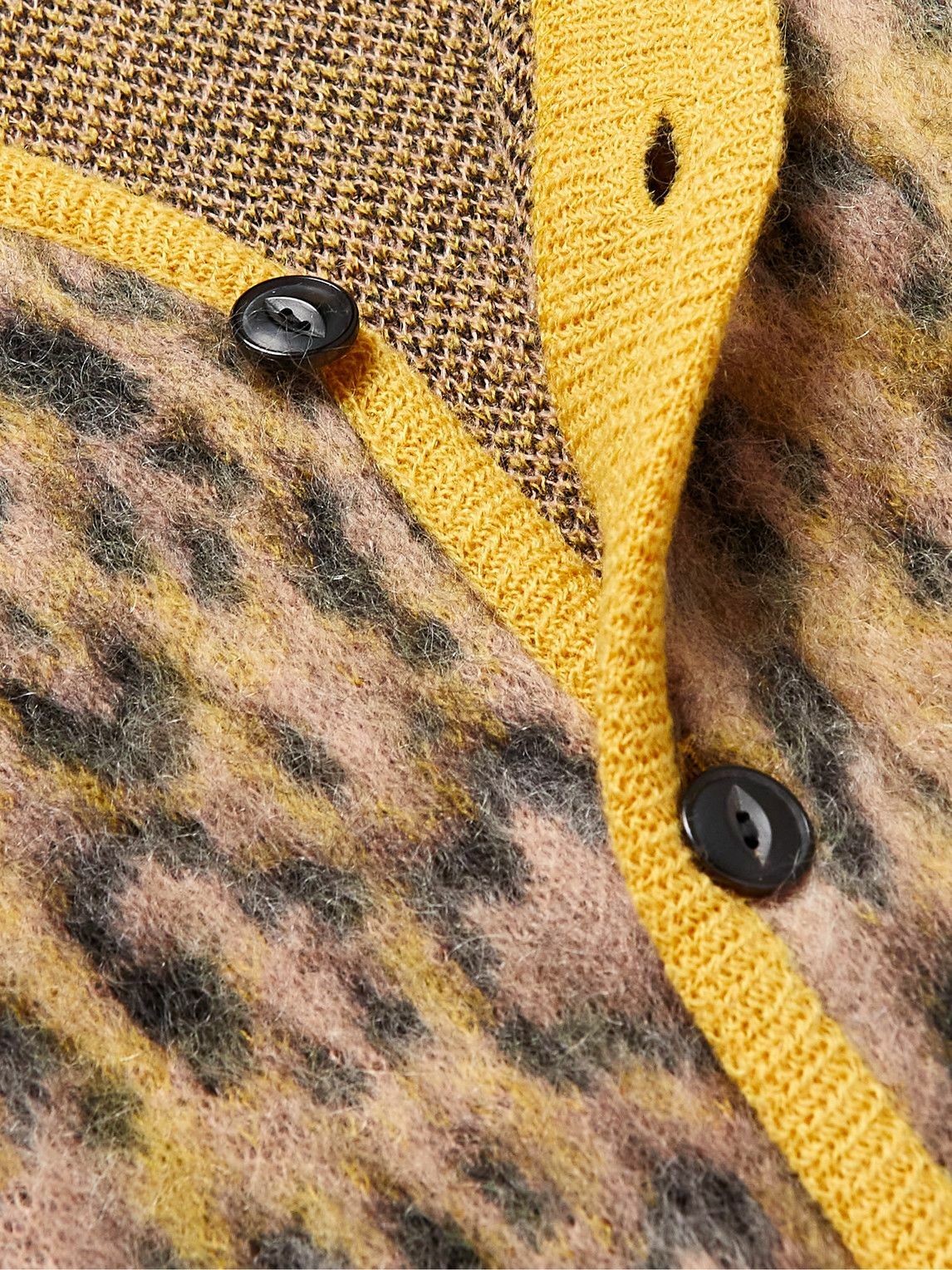 Wacko Maria - Leopard-Jacquard Cardigan - Yellow Wacko Maria