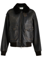 The Row Adonis Shearling-trimmed Distressed Leather Jacket Black