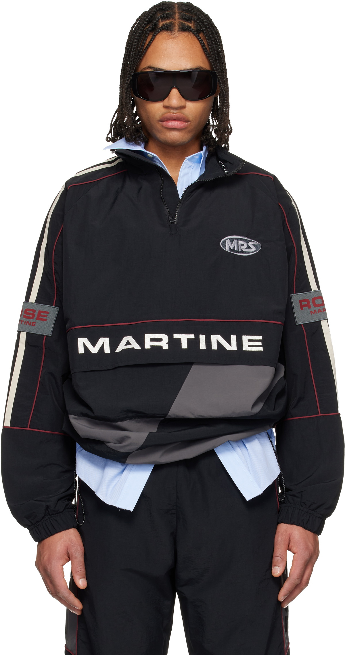 Martine Rose Black & Blue Shrunken Track Jacket Martine Rose