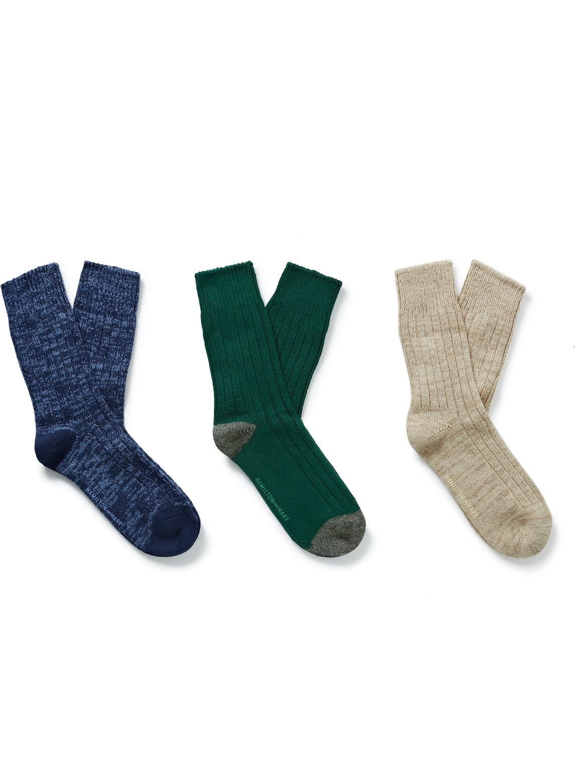 Photo: Hamilton And Hare - Luxe Lounge Three-Pack Ribbed Stretch-Knit Socks