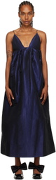 GANNI Blue Shiny Maxi Dress